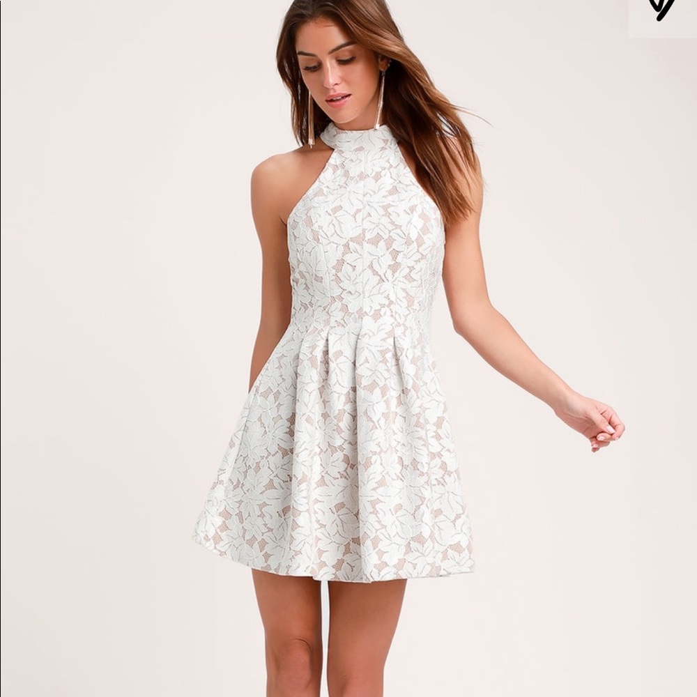COPY - SEASONS OF LOVE WHITE LACE HALTER SKATER D…
